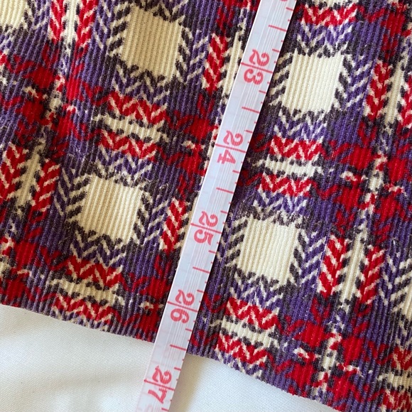 Vintage Corduroy Sleeveless Mini Dress Check Print Pink, Purple, and Cream - Picture 6 of 7